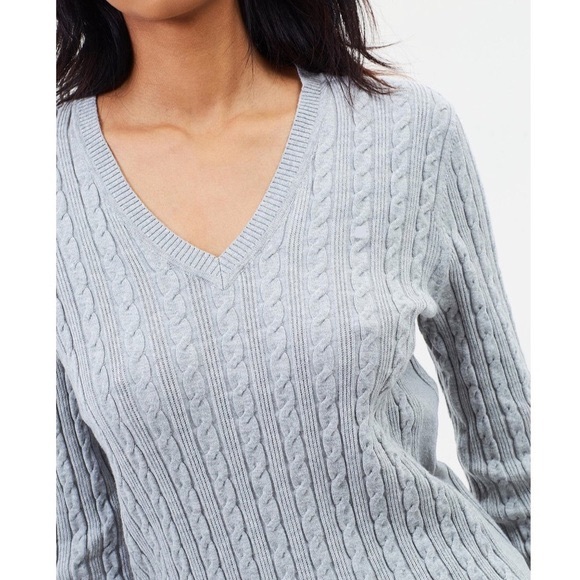 Tommy Hilfiger Grey Cable Knit V Neck 